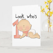 Carte Bébé blanc 1er Anniversaire T-shirts et cadeaux (Fleur jaune)