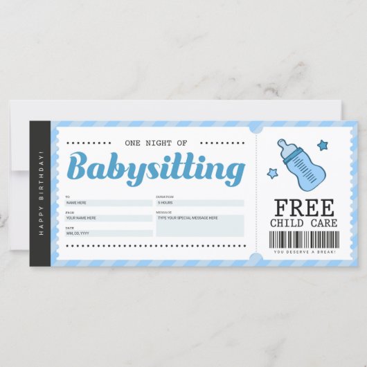 Carte Bébé Bleu Coupon bon certificat (Devant)