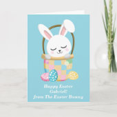Carte Bébé Bleu Joyeux Bunny de Pâques mignonne personna (Devant)