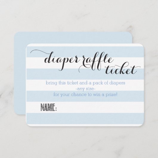 Carte Bébé Blue Stripes Douche Déchets Raffle Billet (Devant / Derrière)
