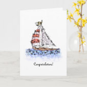 Carte Bébé Boy Sailboat (Fleur jaune)