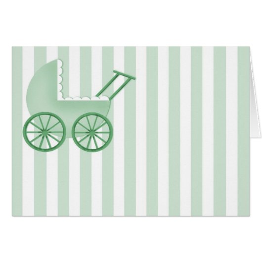 Carte Bébé Buggy (verte) (Devant Horizontal)