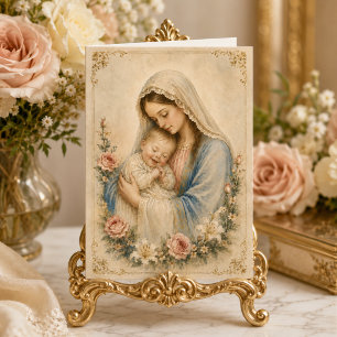 Carte Bébé Catholique Syndrome de Down Bénie Mère Marie