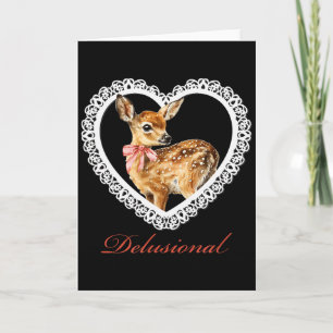 Carte Bébé Cerf Délirant Vintage Lace Saint-Valentin Cœu