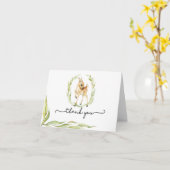 Carte Bébé Cerf En Merci De Baby shower Vert (Fleur jaune)