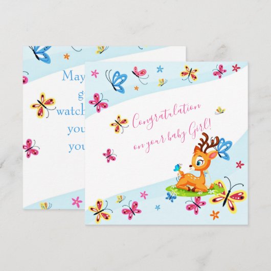 Carte Bébé cher (cerf) personnalisé   (Devant / Derrière)