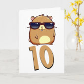 Carte Bébé chibi dragon vert (Fleur jaune)