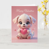 Carte Bébé chiot Saint-Valentin Mignon Joyeux Saint-Vale (Fleur jaune)