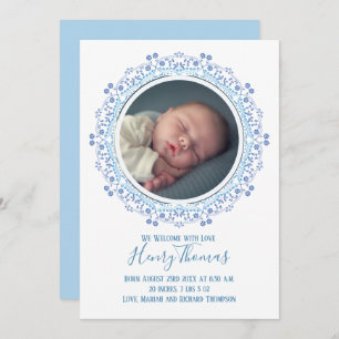 Carte Bébé classique Garçon bleu Photo Simply Sweet