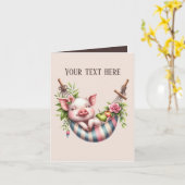 Carte Bébé cochon mignon ajouter un message à n'importe  (Fleur jaune)