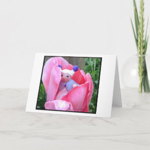Carte Bébé dans une tulipe rose