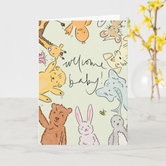 Carte bébé de bienvenue (Fleur jaune)