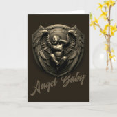 Carte Bébé de l'ange foncé (Fleur jaune)