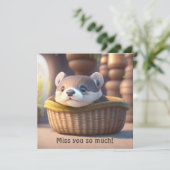 Carte Bébé de loutre mignonne dans un panier - personnal (Debout devant)