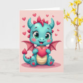 Carte bébé dragon amour cœur (Fleur jaune)
