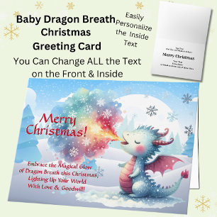Carte Bébé Dragon Respiration Joyeux Noël
