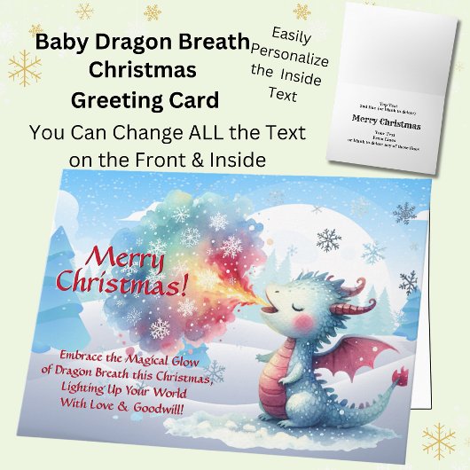 Carte Bébé Dragon Respiration Joyeux Noël
