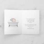 Carte Bébé Eléphant bulle Baby shower fille bain (Intérieur)