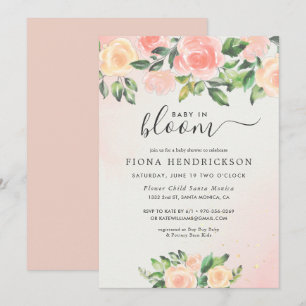 Carte Bébé en Fleur   Baby Shower Floral Rose et Pêche