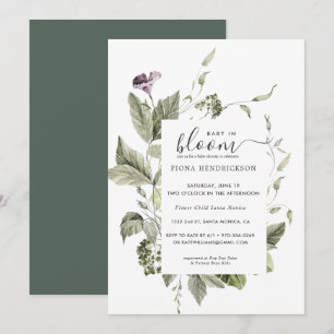 Carte Bébé en fleurs Baby shower Floral de verdure