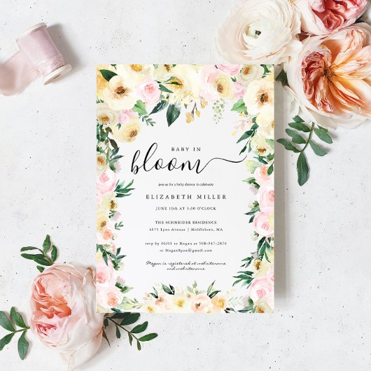 Carte Bébé en fleurs | Baby shower floral éclairé
