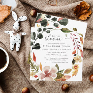 Carte Bébé en fleurs Baby Shower Florales d'Automne