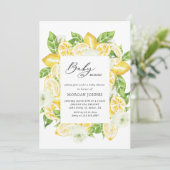 Carte bébé en fleurs bouquet citron baby shower Invitati (Debout devant)