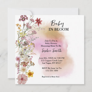 Carte Bébé en fleurs Fleur sauvage Baby shower Invitatio