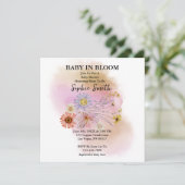 Carte Bébé en fleurs Fleur sauvage Baby shower Invitatio (Debout devant)