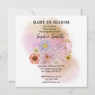 Carte Bébé en fleurs Fleur sauvage Baby shower Invitatio