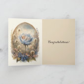 Carte Bébé endormi dans une fleur bleue Félicitations (Intérieur)