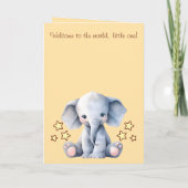 Carte Bébé fille félicitations éléphant pêche (Dos)