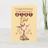 Carte Bébé fille félicitations girafe pêche (Devant)