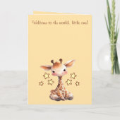 Carte Bébé fille félicitations girafe pêche (Dos)