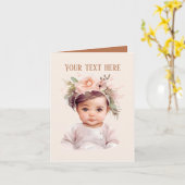 Carte Bébé fille mignonne ajouter un message (Fleur jaune)