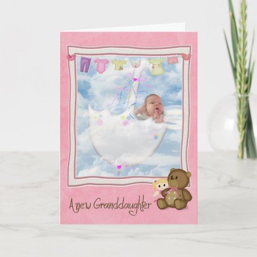 Carte Bébé fille sous parapluie (Devant)
