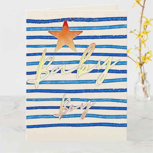 Carte bébé garçon (Fleur jaune)