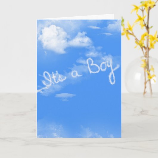 Carte Bébé Garçon avion Contrail (Fleur jaune)