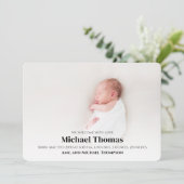 Carte Bébé Garçon Bleu Photo Simple mignon Striped Plaid (Debout devant)