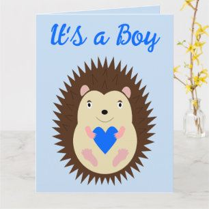 Carte Bébé Garçon Cœur Hérisson Personnalisé