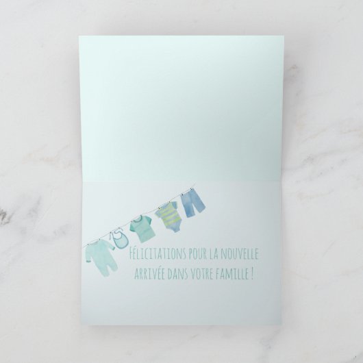 Carte Bébé Garçon Français Félicitations (Intérieur)