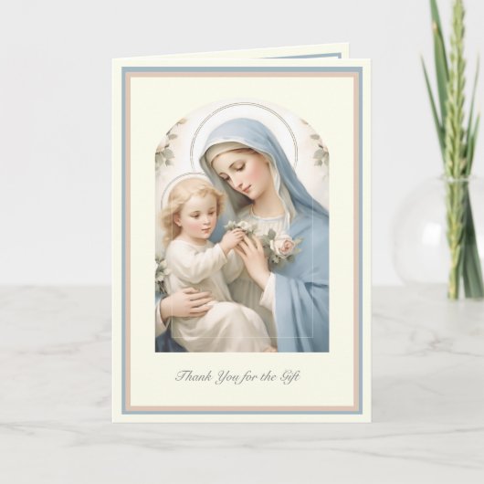 Carte Bébé garçon ou fille Merci religieux catholique (Devant)