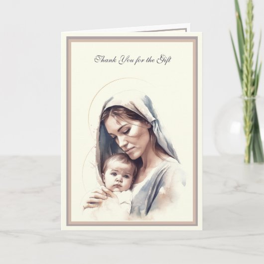 Carte Bébé garçon ou fille Merci religieux catholique (Devant)