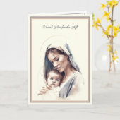 Carte Bébé garçon ou fille Merci religieux catholique (Fleur jaune)