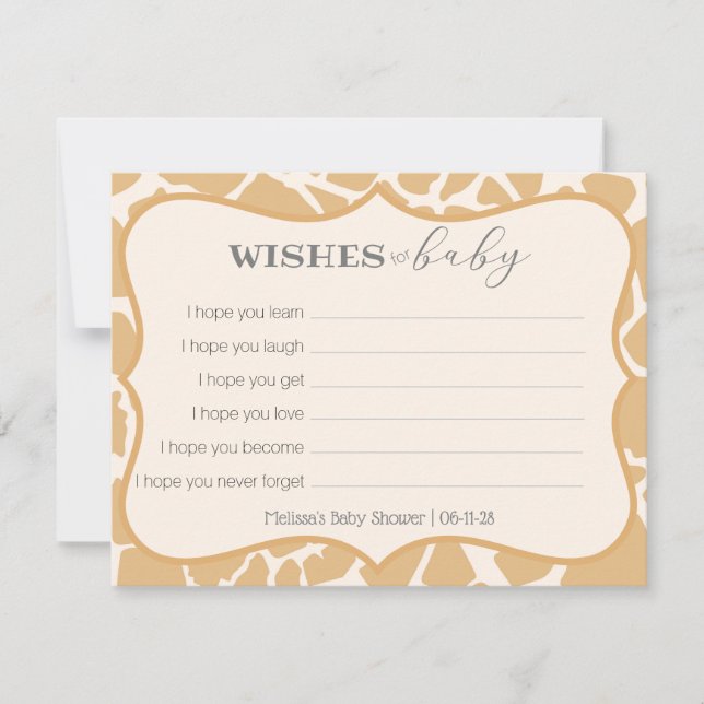 Carte Bébé girafe brun souhaite pour bébé (Devant)