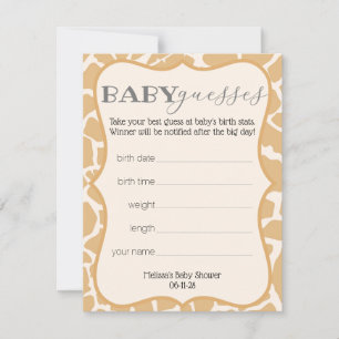 Carte Bébé girafe garcon Tan Bébé suppositions