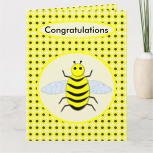 Carte Bébé jaune mignon abeille genre Révéler neutre