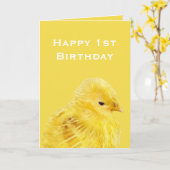 Carte Bébé jaune mignon poussette 1er Joyeux anniversair (Fleur jaune)
