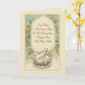 Carte Bébé Jésus Prière catholique Vintage Floral (Fleur jaune)