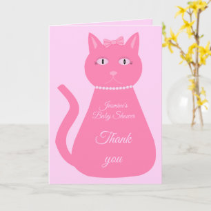 Carte Bébé jolie rose Fille Chat Baby shower personnalis